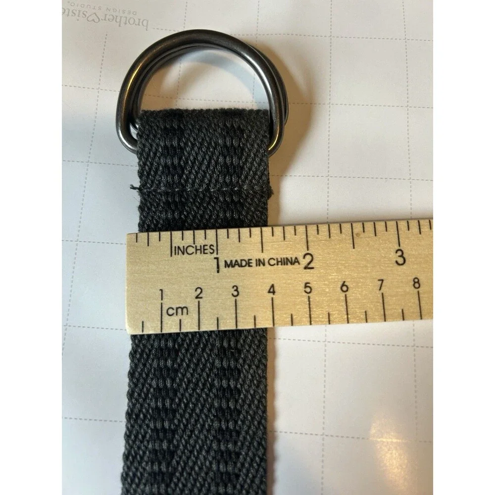 Grey Black Woven Belt with Silver D-Ring Buckle